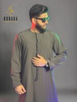 Emirati Thobe Deep Olive with Micro Spandex