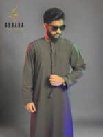 Emirati Thobe Deep Olive with Micro Spandex