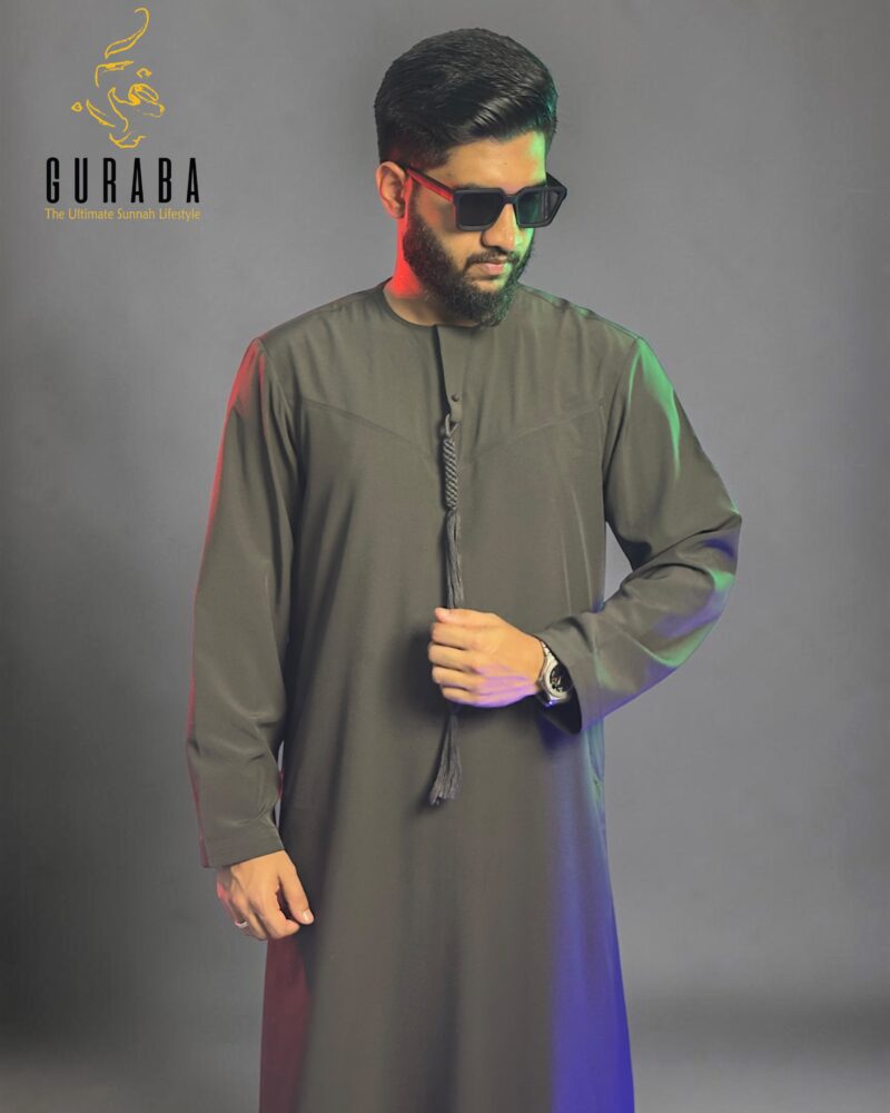 Emirati Thobe Deep Olive with Micro Spandex