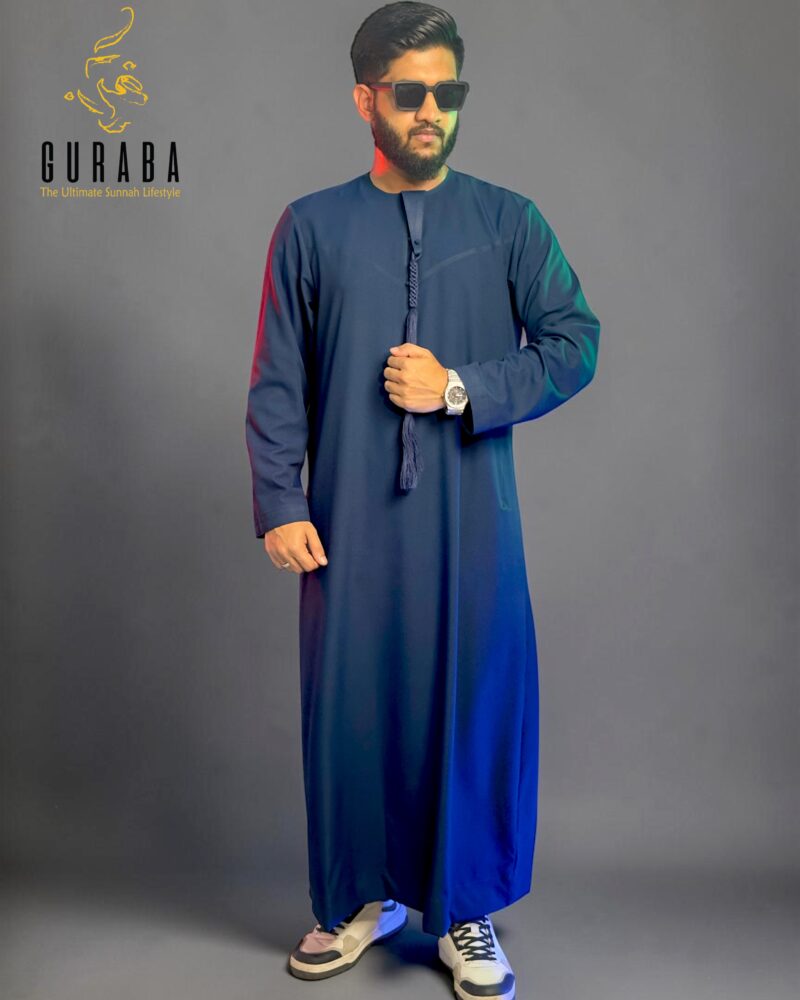 Emirati Thobe Royal Blue with Micro Spandex